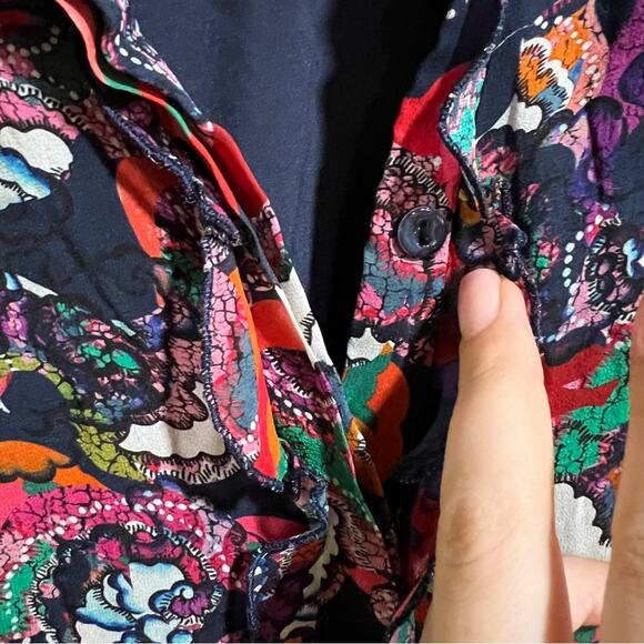 SALONI Printed Colorful Tilly Ruffle Button front Mini Dress size 6 - Picture 4 of 10